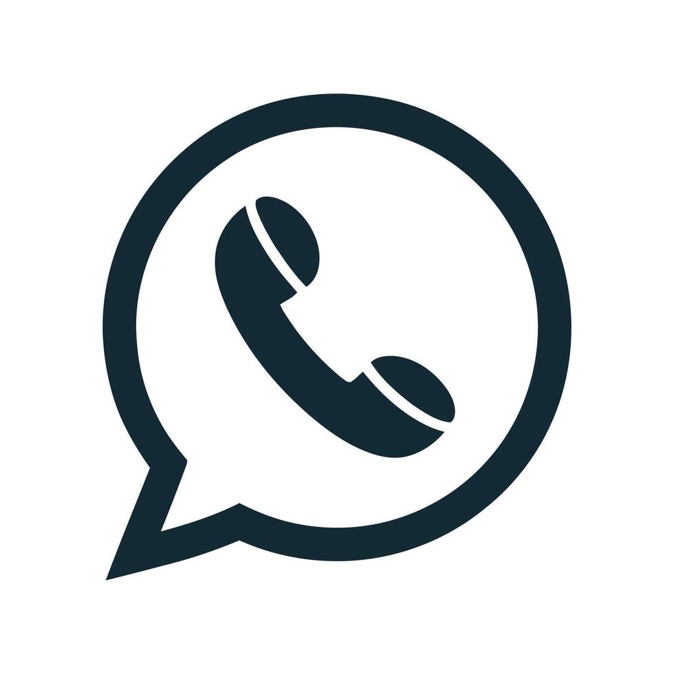 Phone Icon in Speech Bubble Depicting Communication and Contact on a Plain White Background in a Modern Style vector