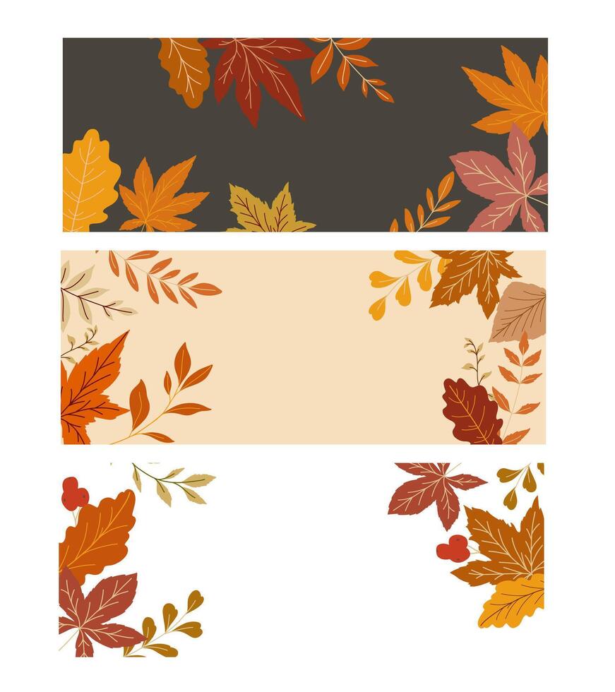 Fall sale banner template. Fall leaves illustration. Autumn border design. Fall graphics for holiday cards, templates, thanksgiving design. Leaf Flat illustration. Fall Poster template vector