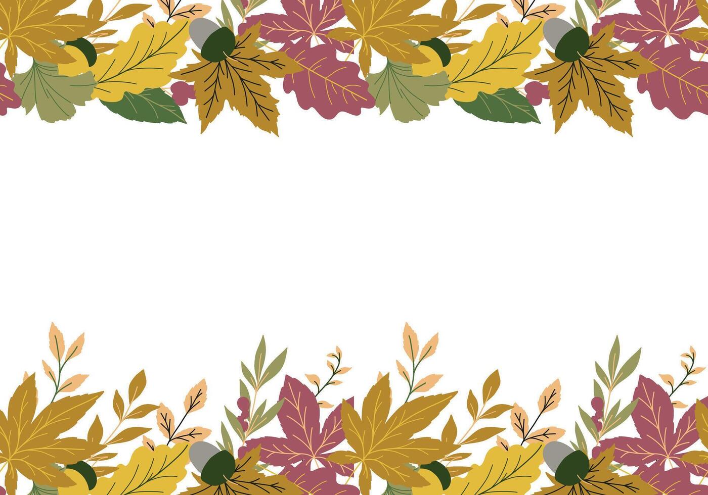 Colorful autumn leaves design border vector