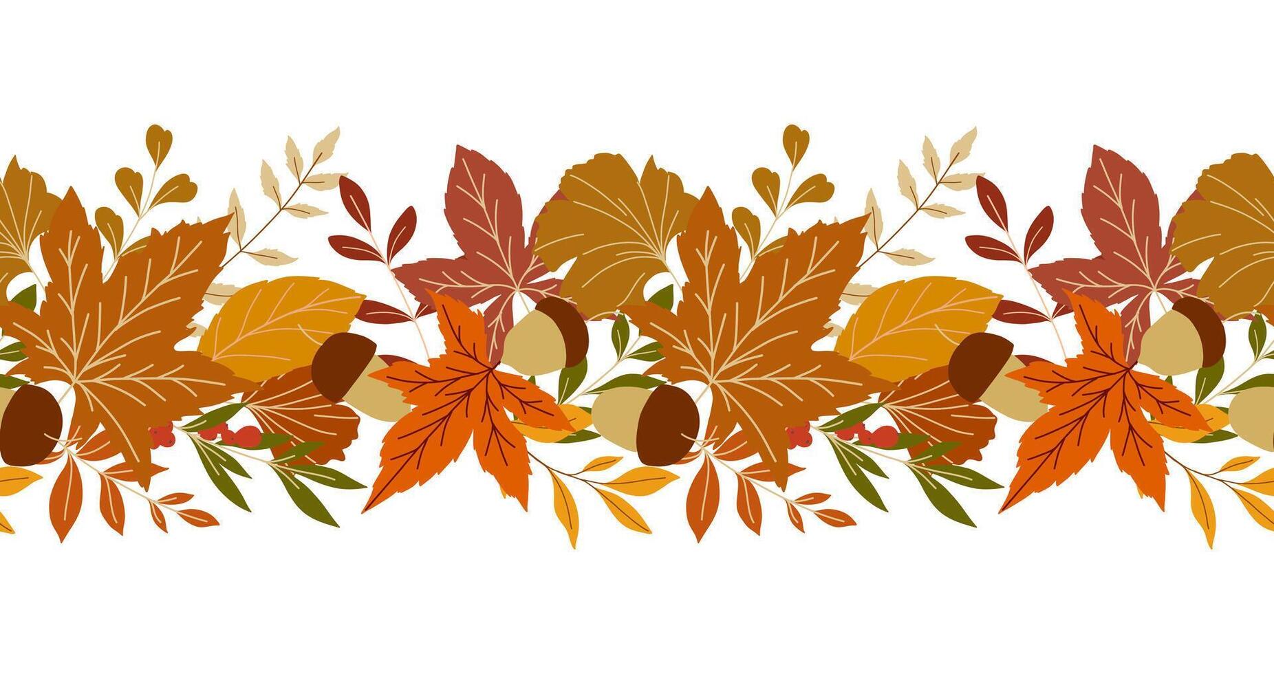Autumn leaves and acorns illustration vector