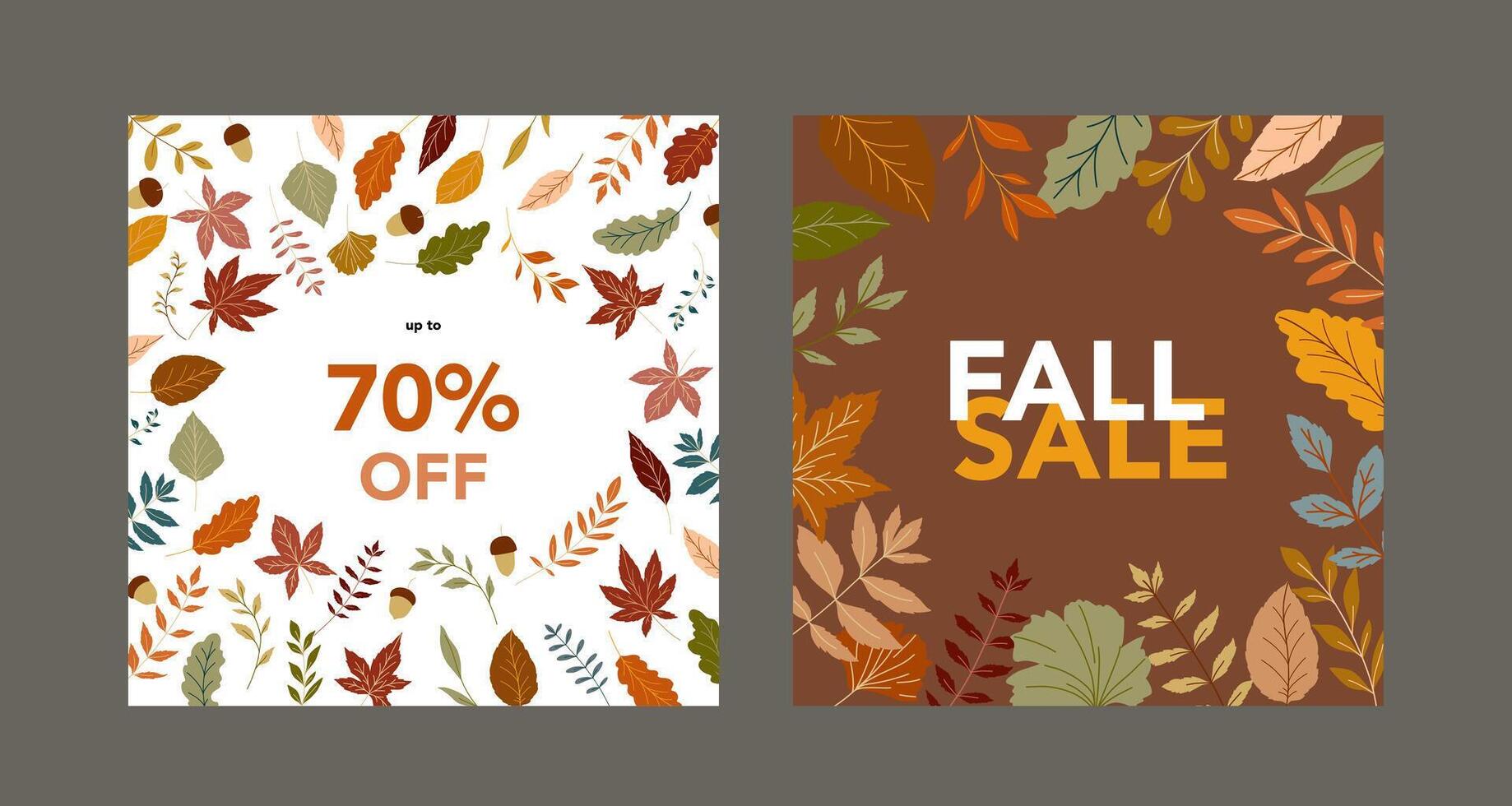 Fall sale banner design template. Fall leaves illustration. Autumn border design. Fall graphics for holiday cards, templates, thanksgiving design. Leaf Flat illustration. Fall Poster template vector