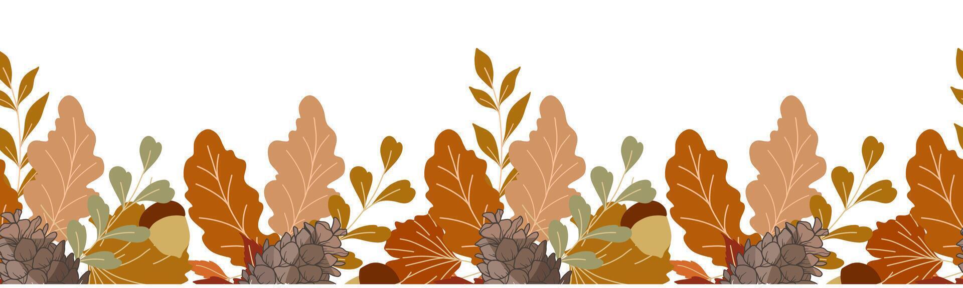 Autumn leaves and pinecones design vector