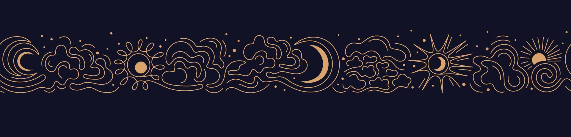 Sun, moon, night sky Abstract seamless art pattern vector