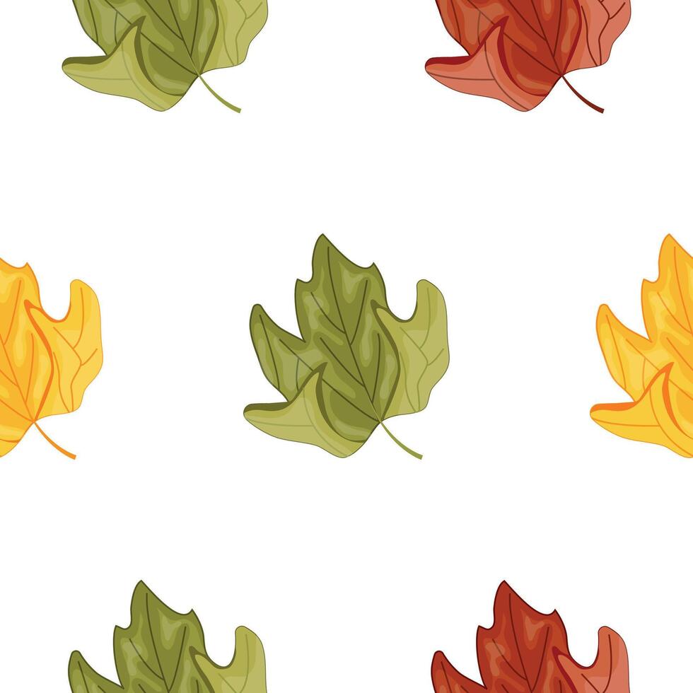 pattern of icons of unfolded colored leaves from a deciduous tree, namely from a maple tree, for autumn textiles, packaging or postcards vector