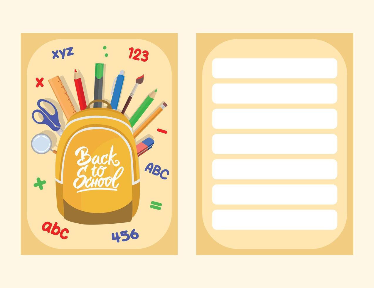 Backpack with school supplies illustration vector