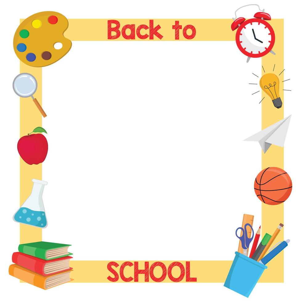 Back to school frame with colorful icons vector