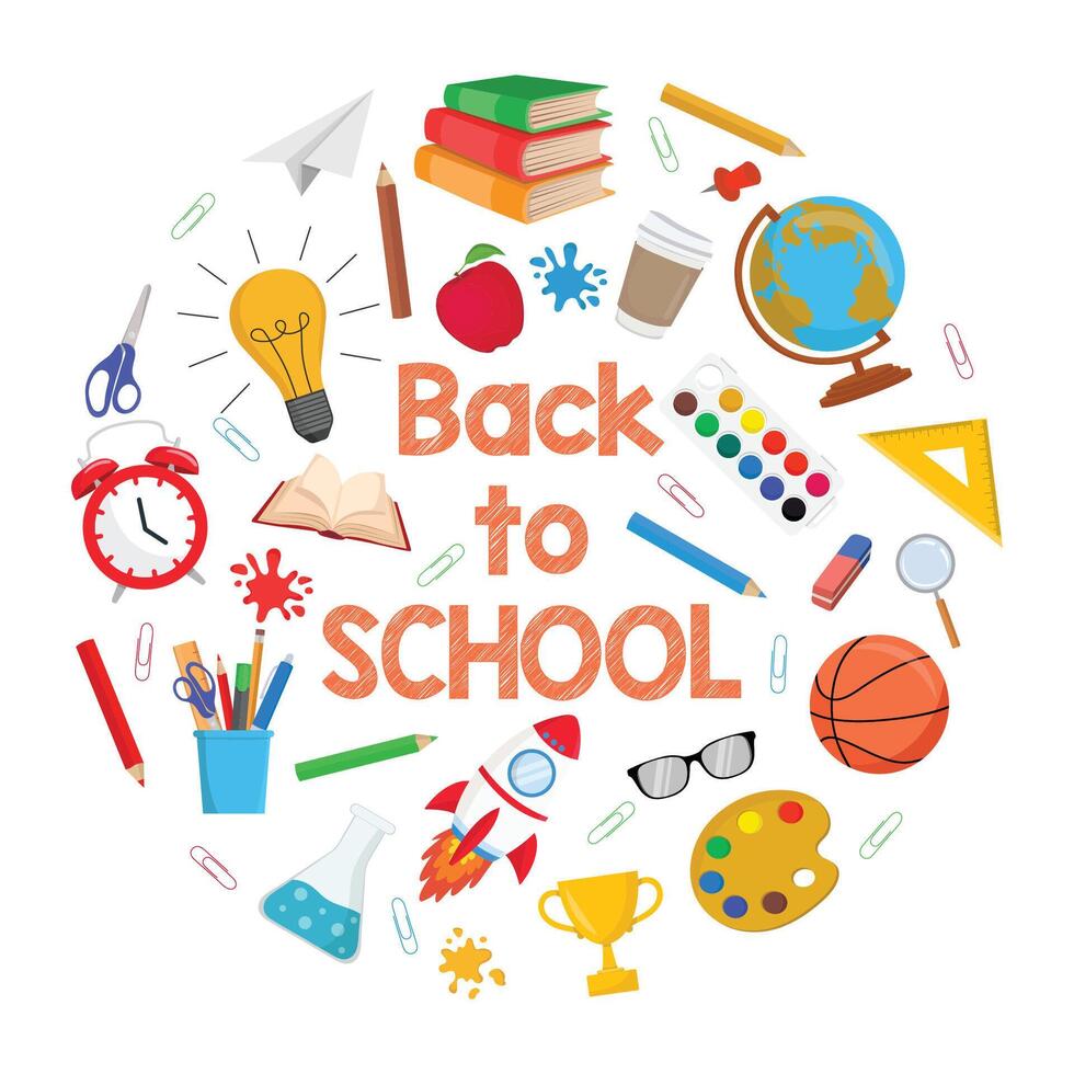 Back to school supplies and items vector