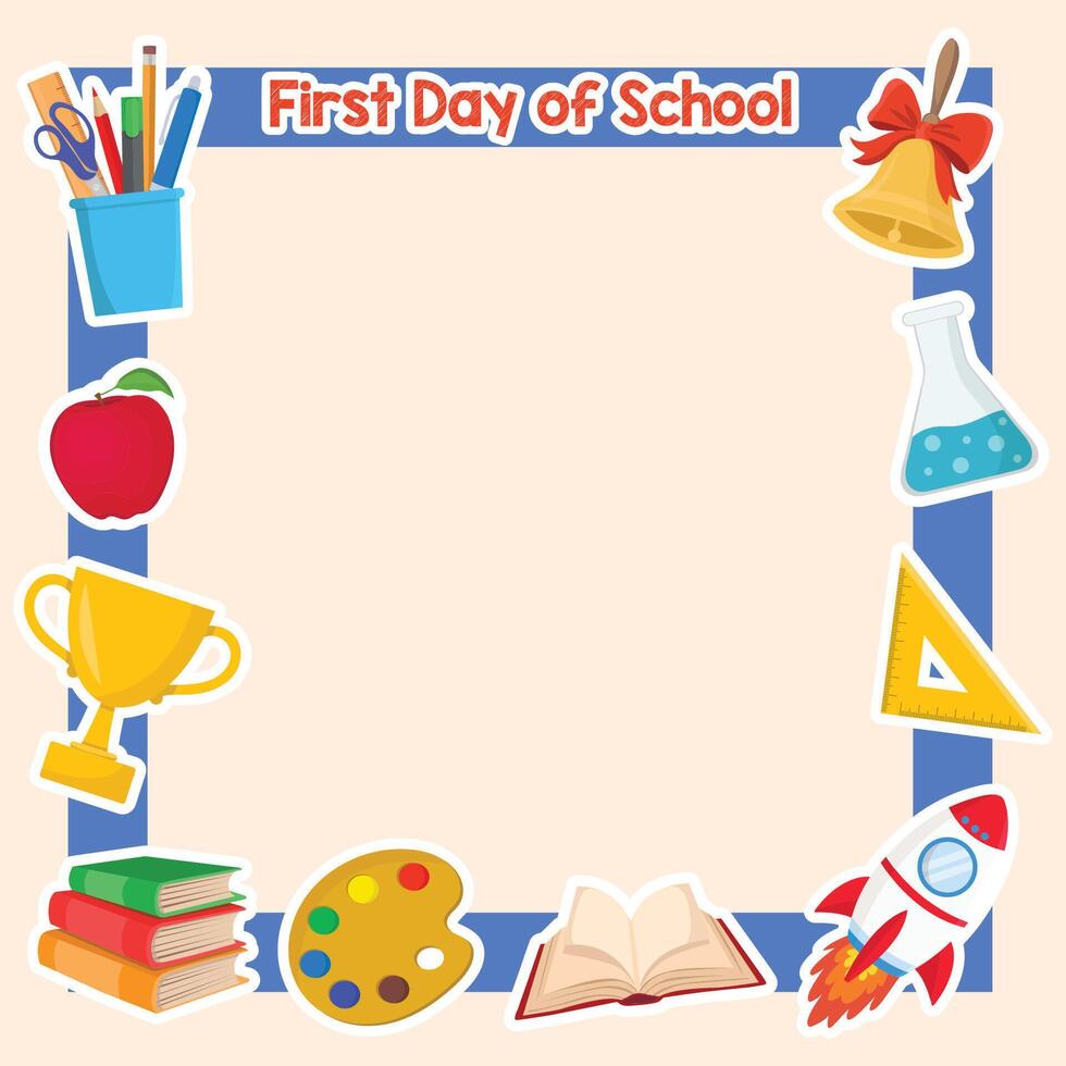Colorful school-themed decorative frame vector
