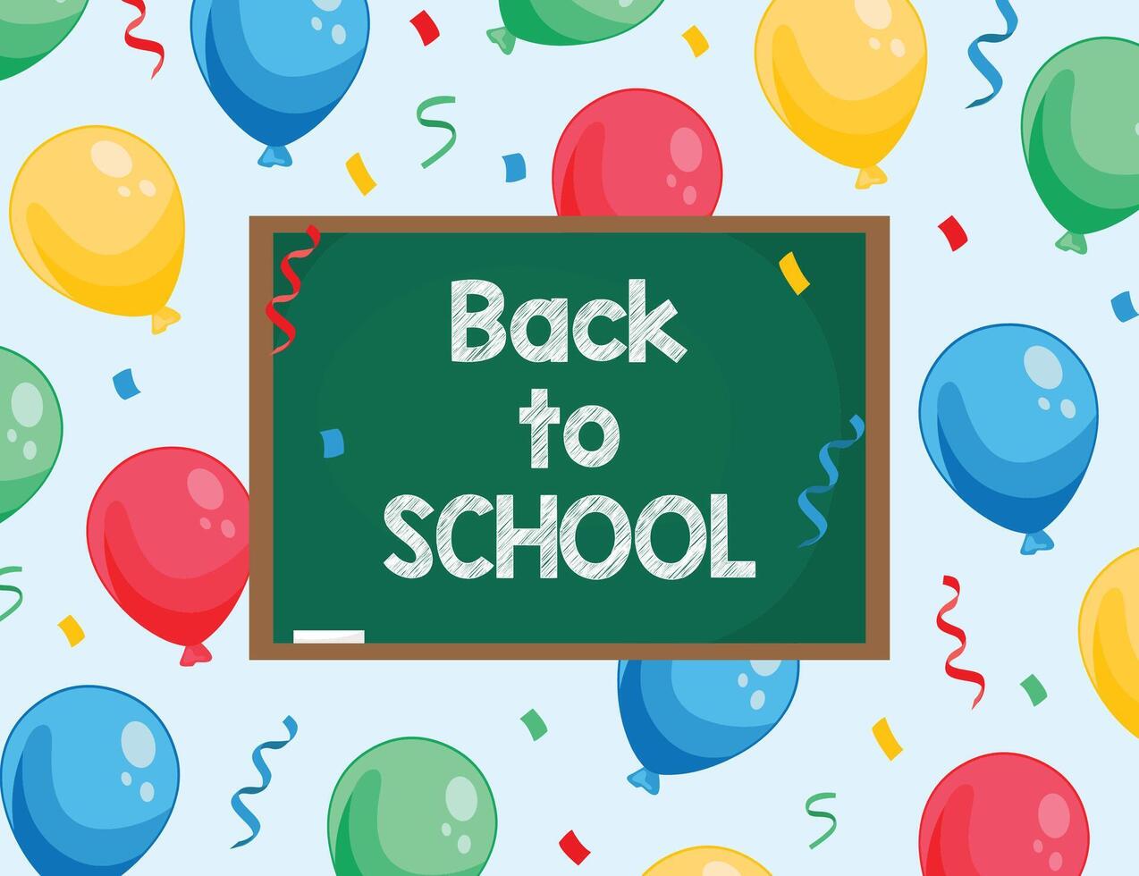 Back to school chalkboard with balloons vector