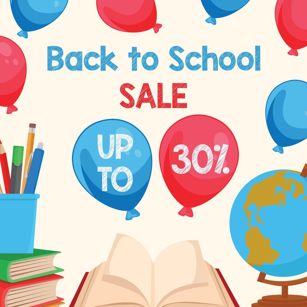 Back to school sale with colorful balloons vector