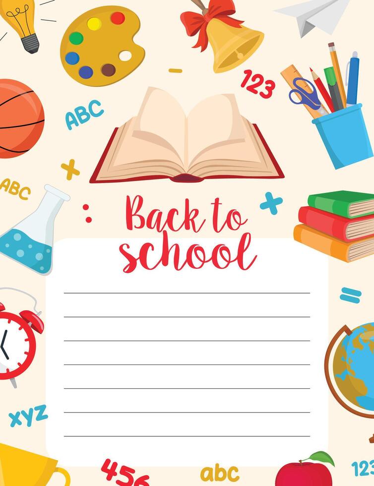 Back to school illustration with learning materials vector