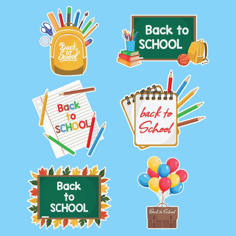 Back to school graphics and stickers vector