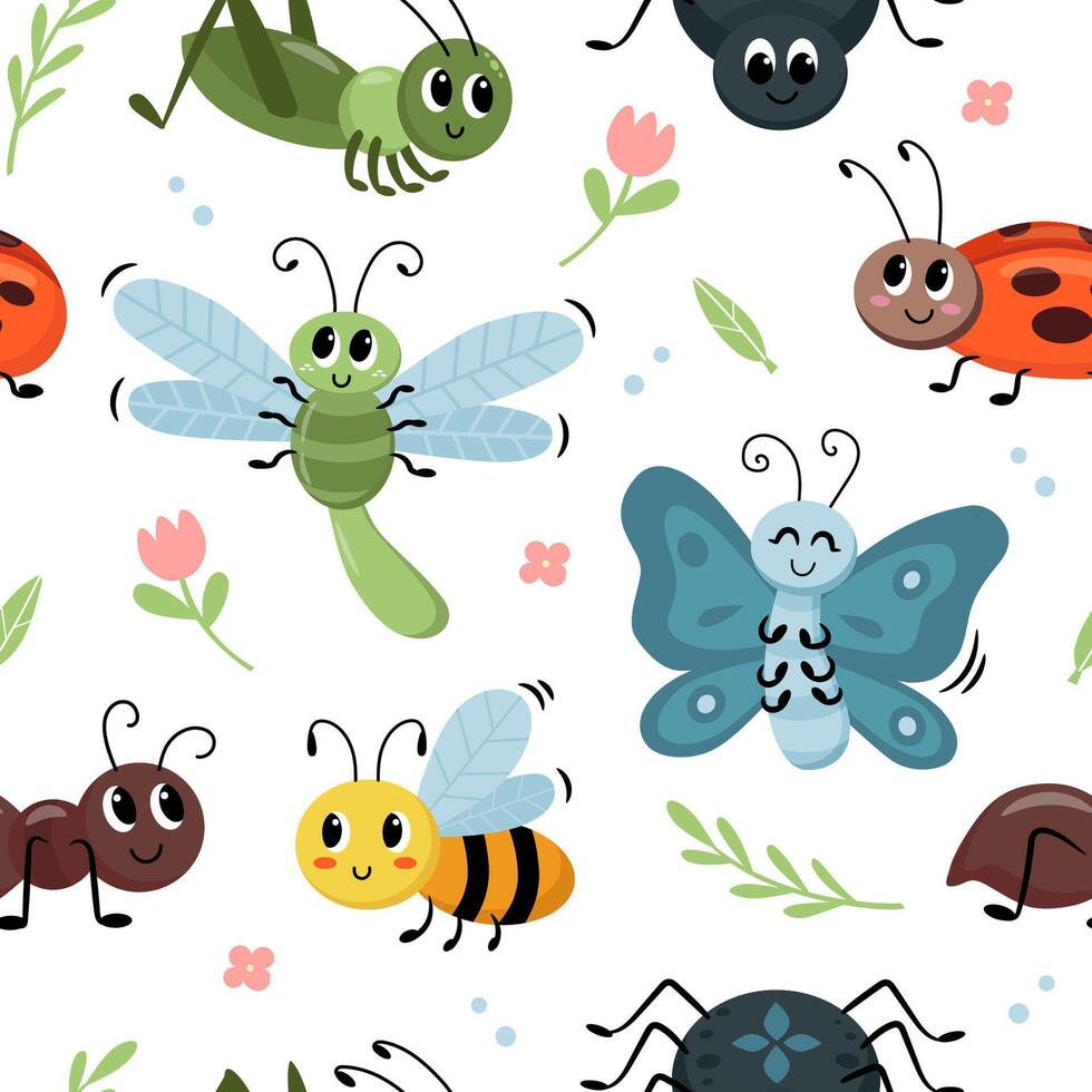 Colorful insects illustration for children vector