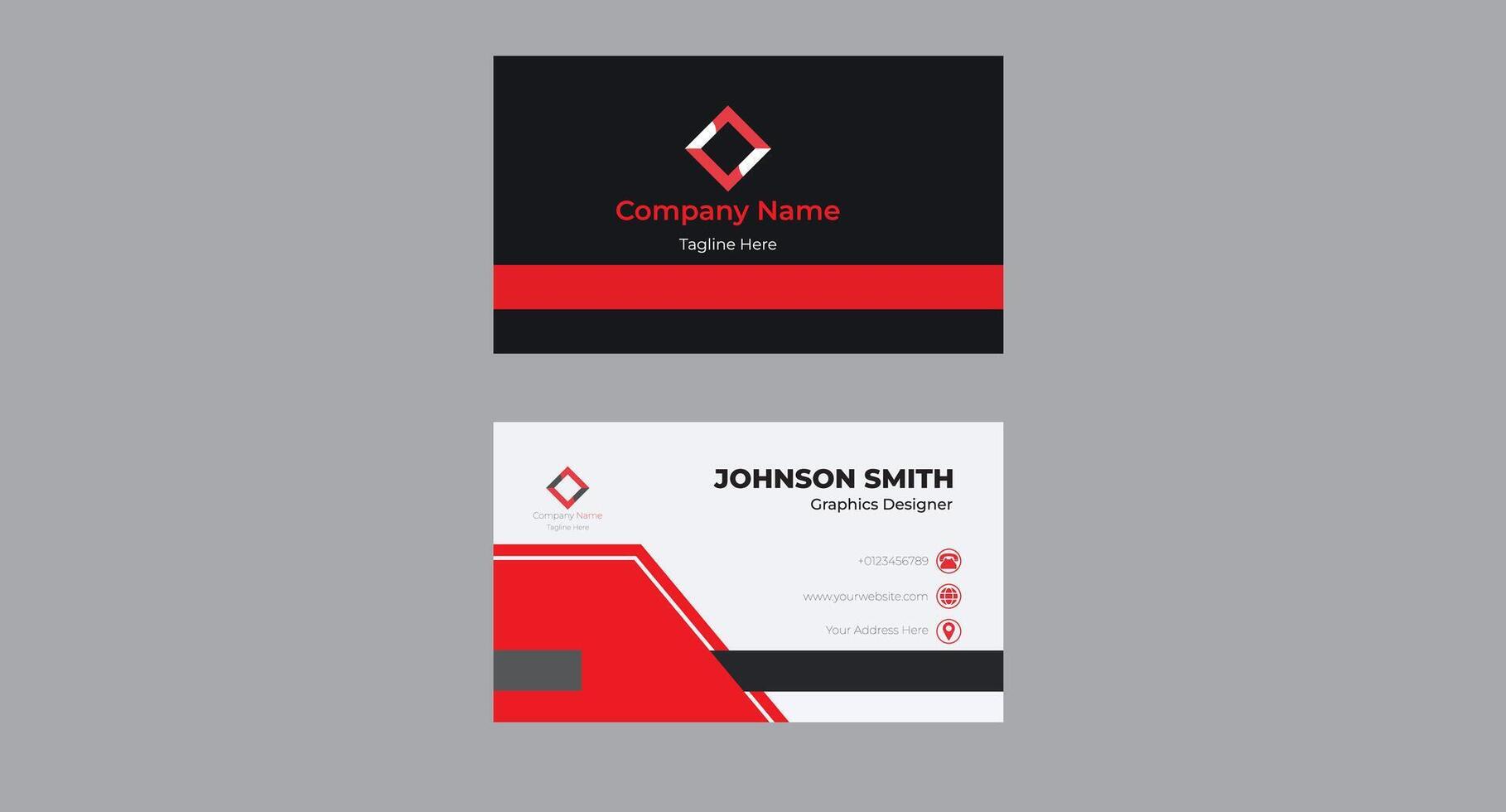 Creative Black and Red Business Card Template Corporate Identity Design Mockup, Stylish business card template with a sleek black and red color combination, perfect for modern professionals. vector