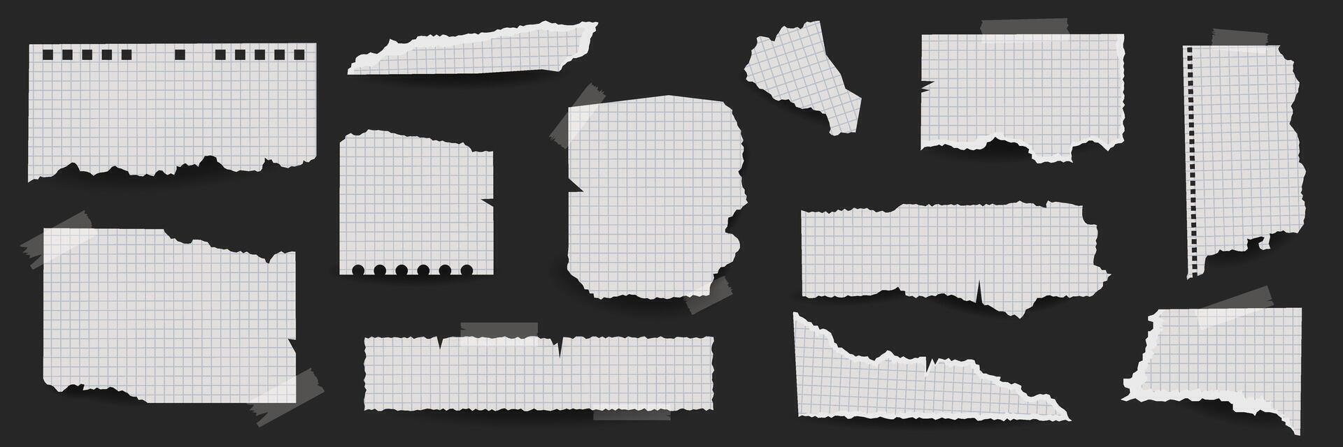 Torn paper sheets on dark background vector
