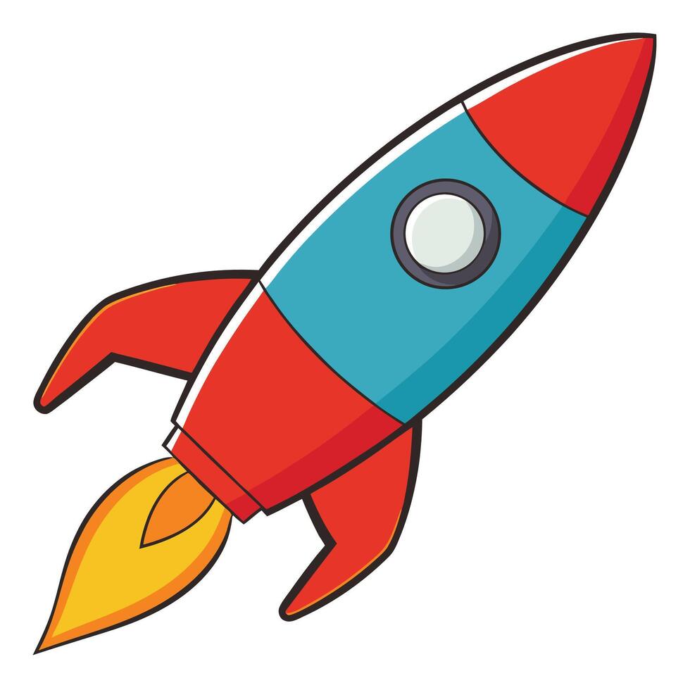 A cartoon rocket ship flying in the space vector