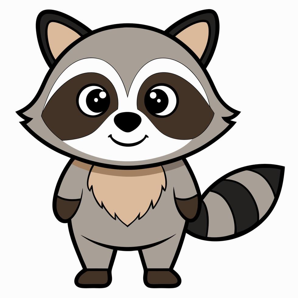 A cartoon raccoon standing with its eyes closed vector
