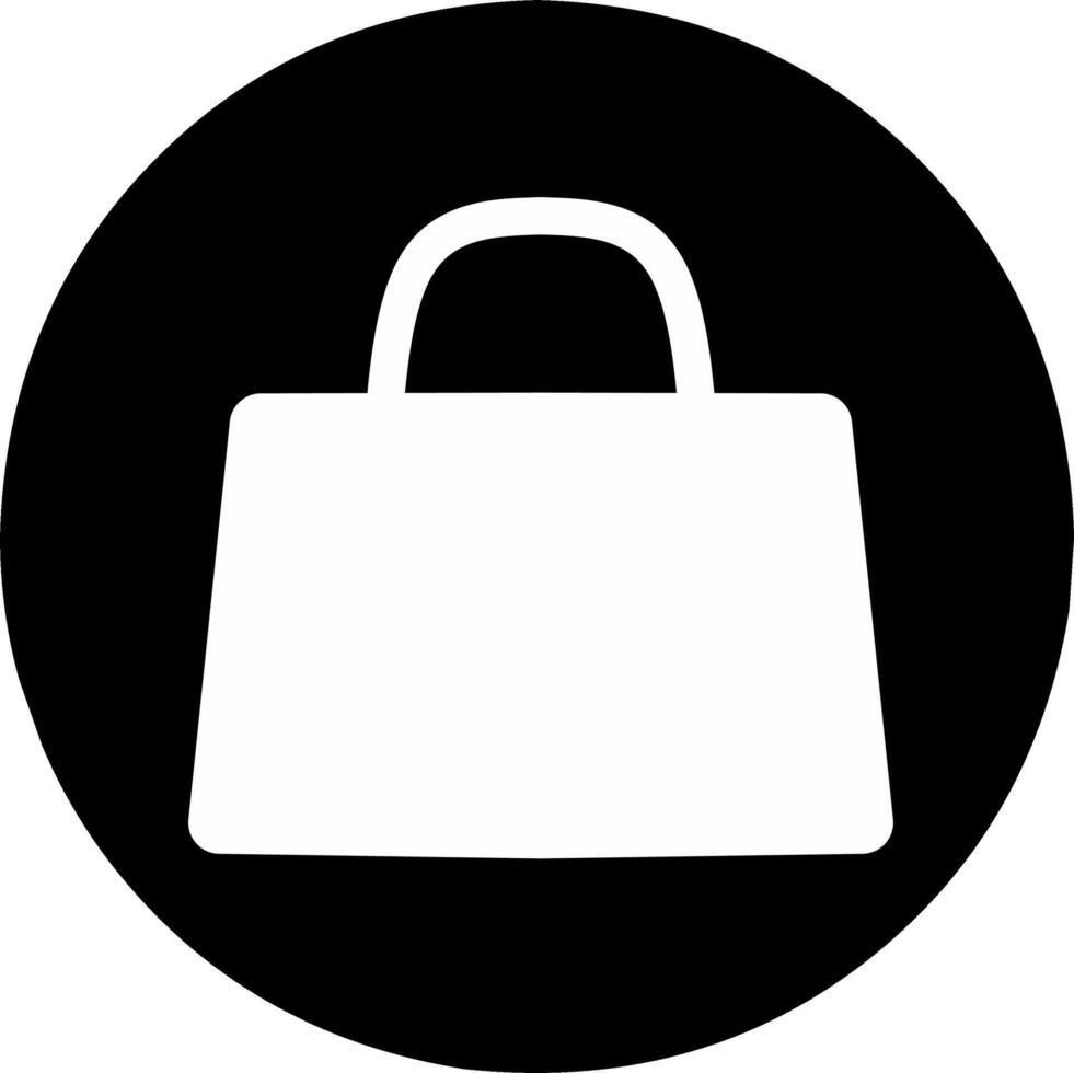 Shopping bag icon with black round background. linear style sign for mobile concept and web design. Paper bag simple line. Pixel perfect editable. vector