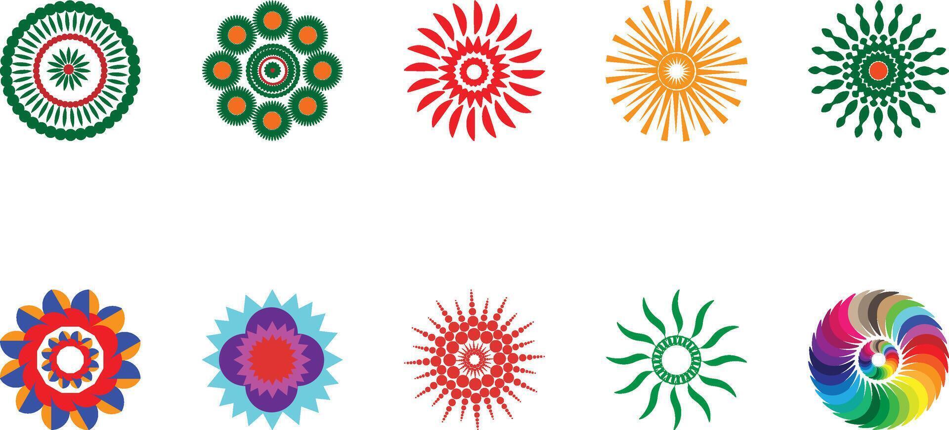 Abstract Circular Shapes amp Colorful Mandala Design Elements Set vector