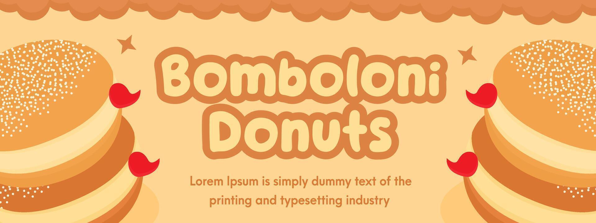 Bomboloni Donuts Banner Design Colorful Flat Illustration with Two Delicious Flavors vector