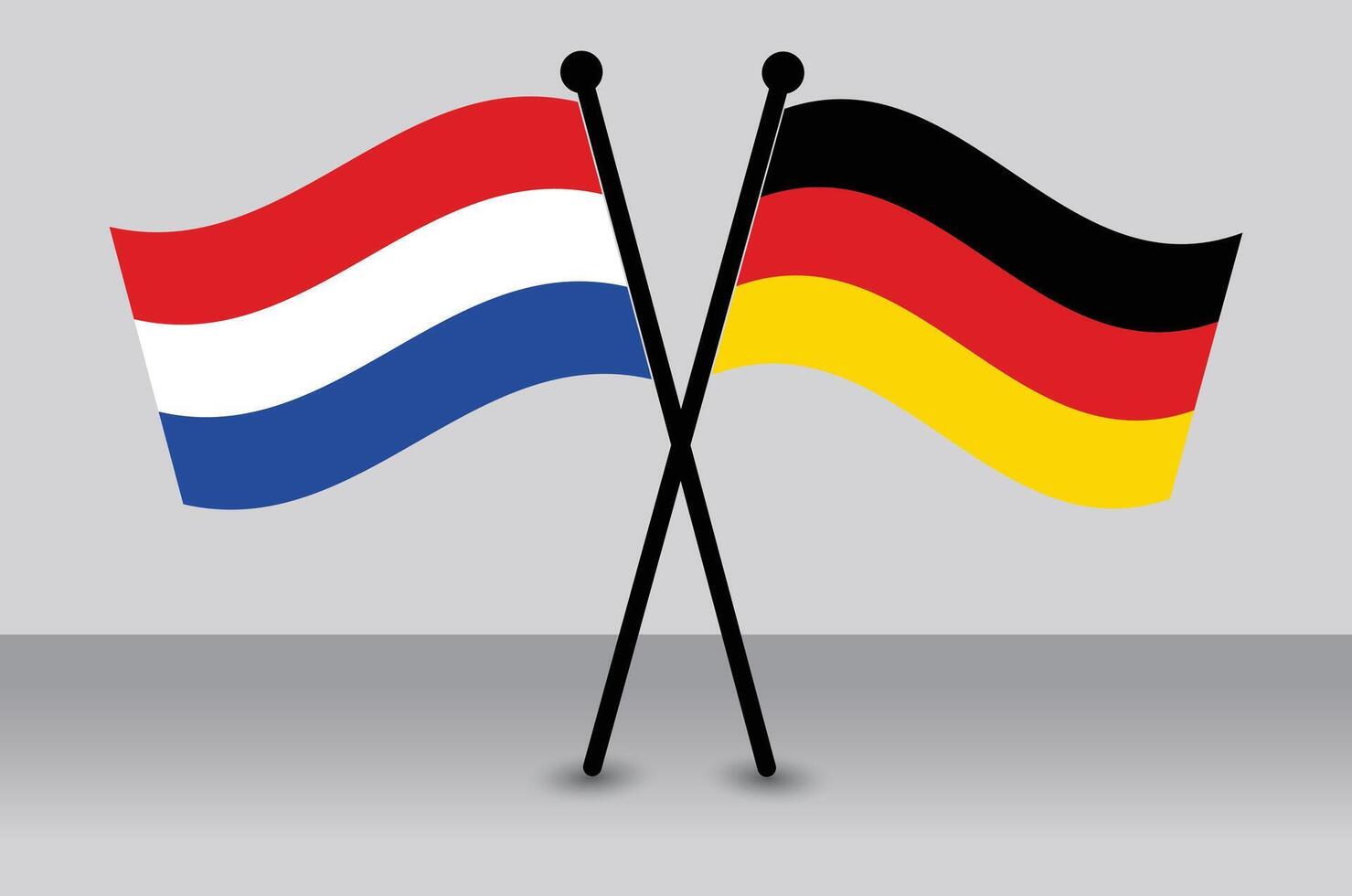 Netherlands and Germany flags crossing vector