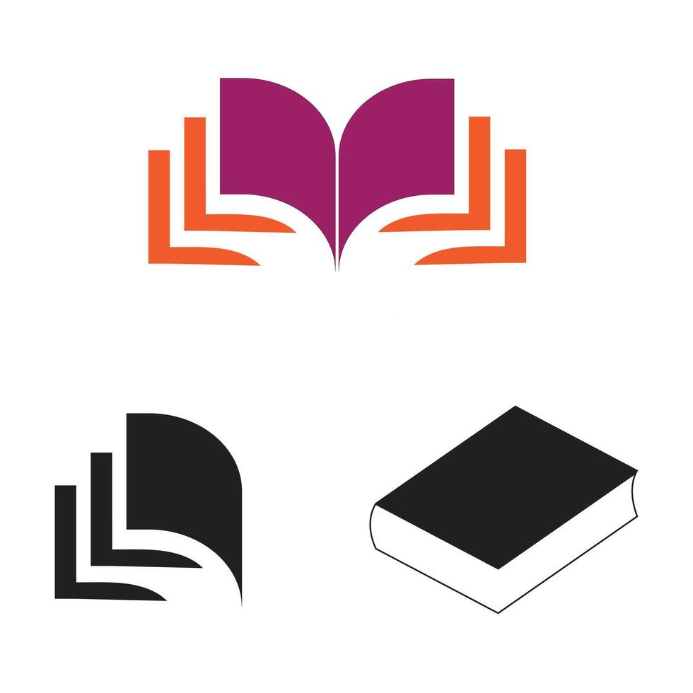 minimal modern book icon design set vector