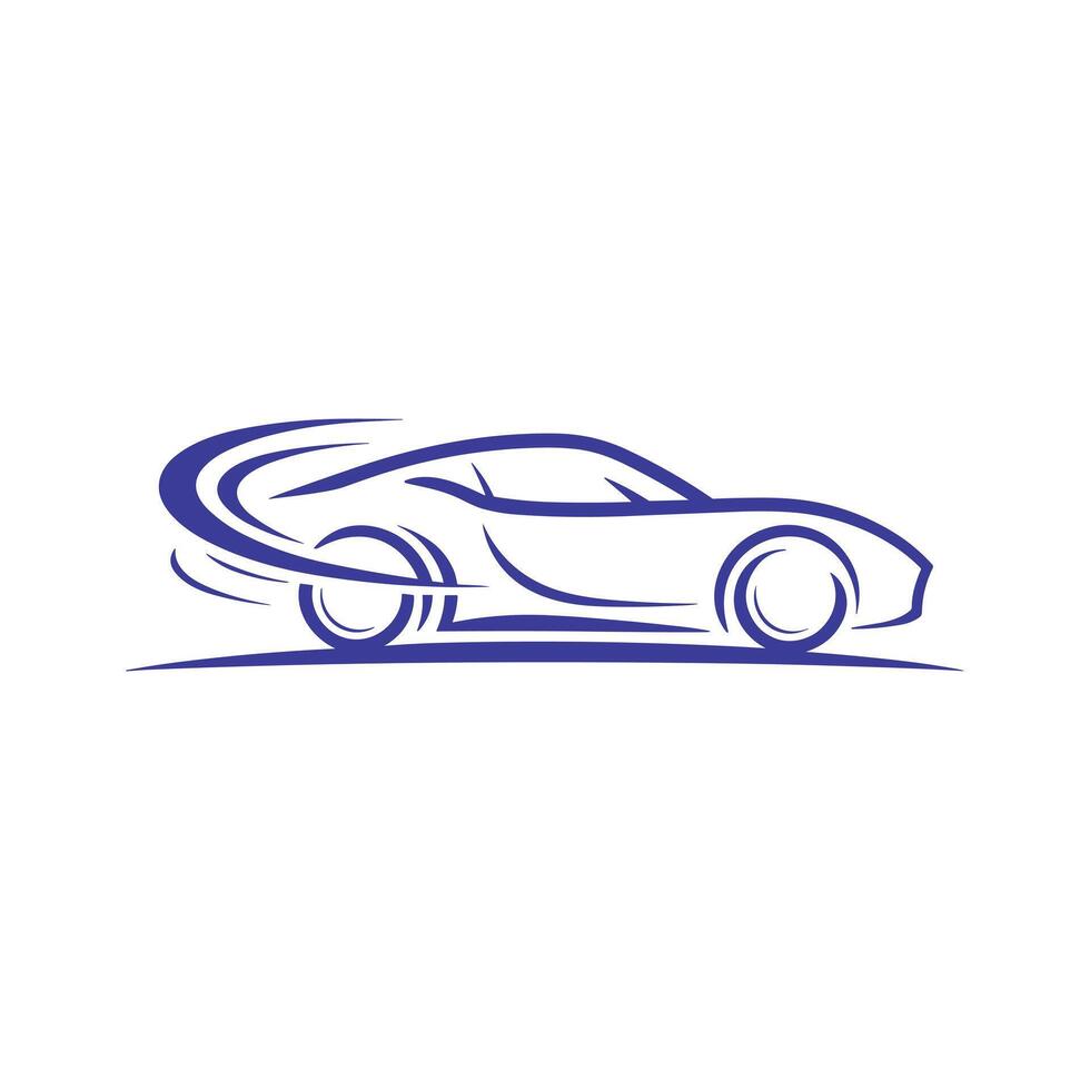 A Minimalist Blue Outline Logo of a Fast Sports Car with Dynamic Speed Trails vector