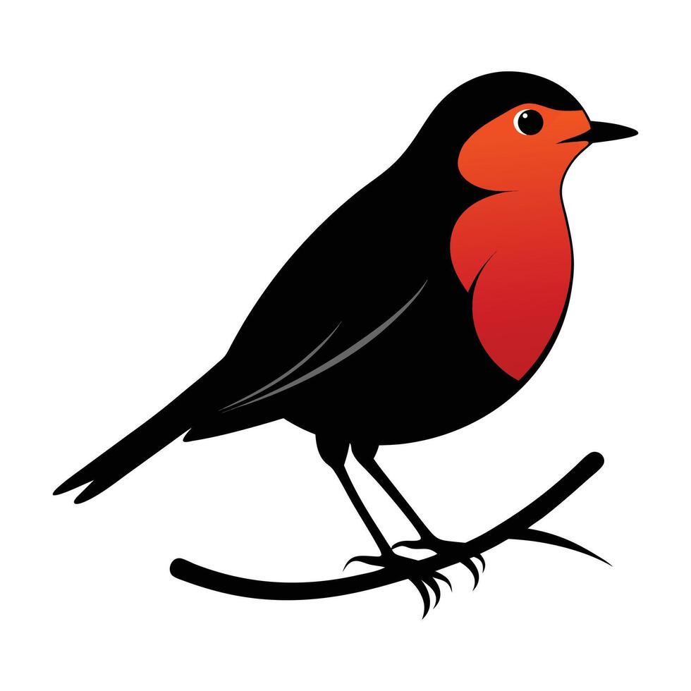 a red bird sitting on a branch. vector