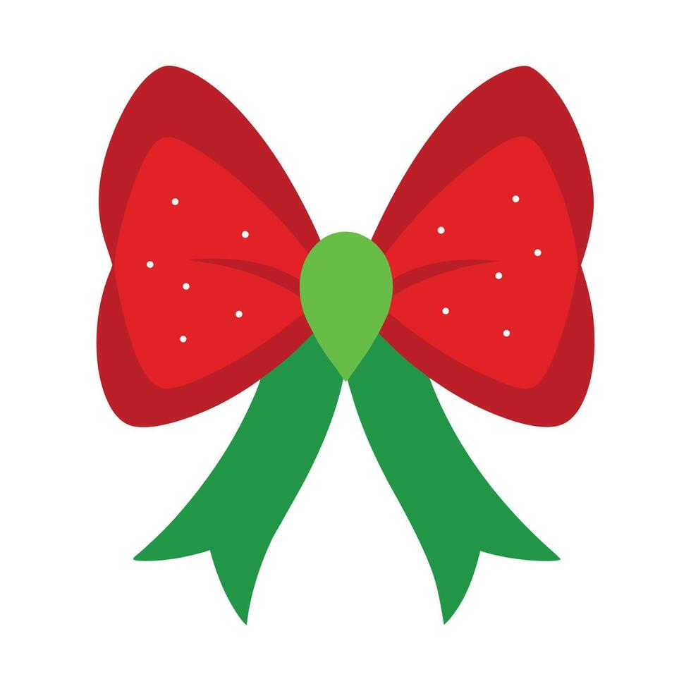a red bow with green leaves on it. vector