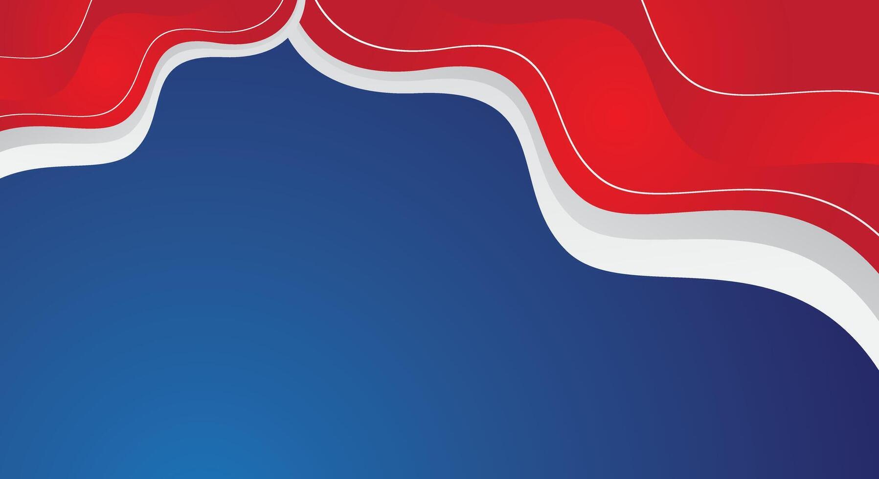 Abstract modern red white gradient wave shape on blue background vector