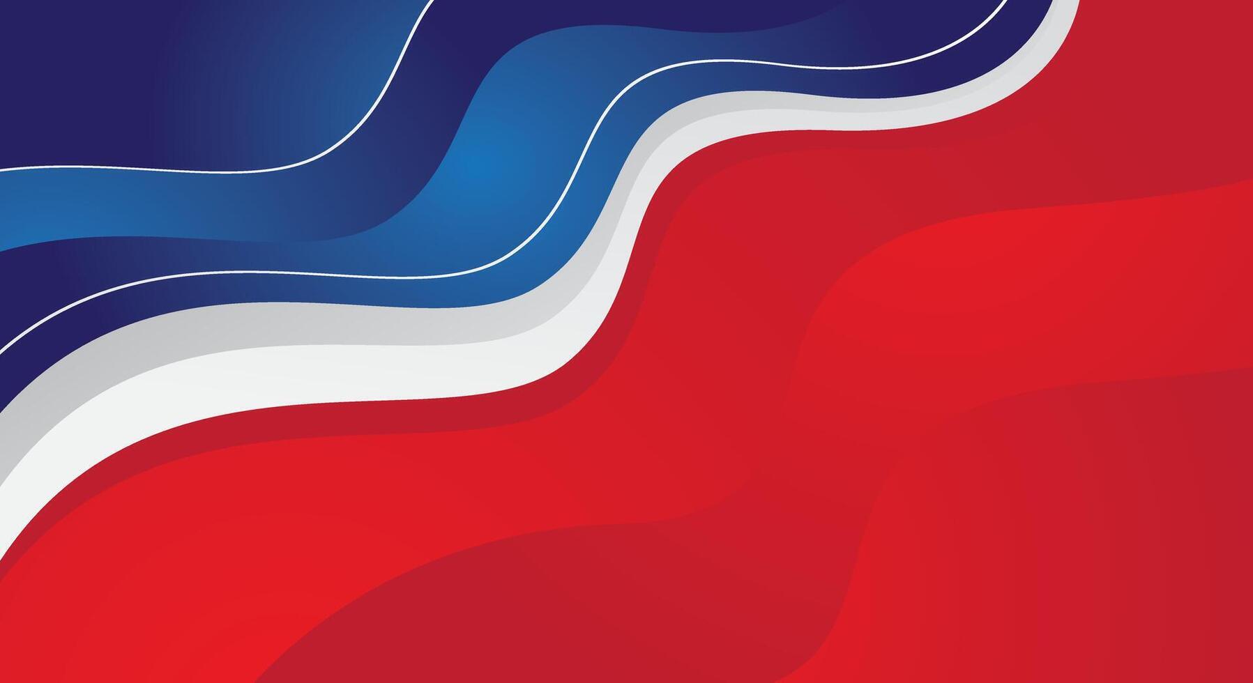 Abstract blue and white gradient wave shape on red background vector