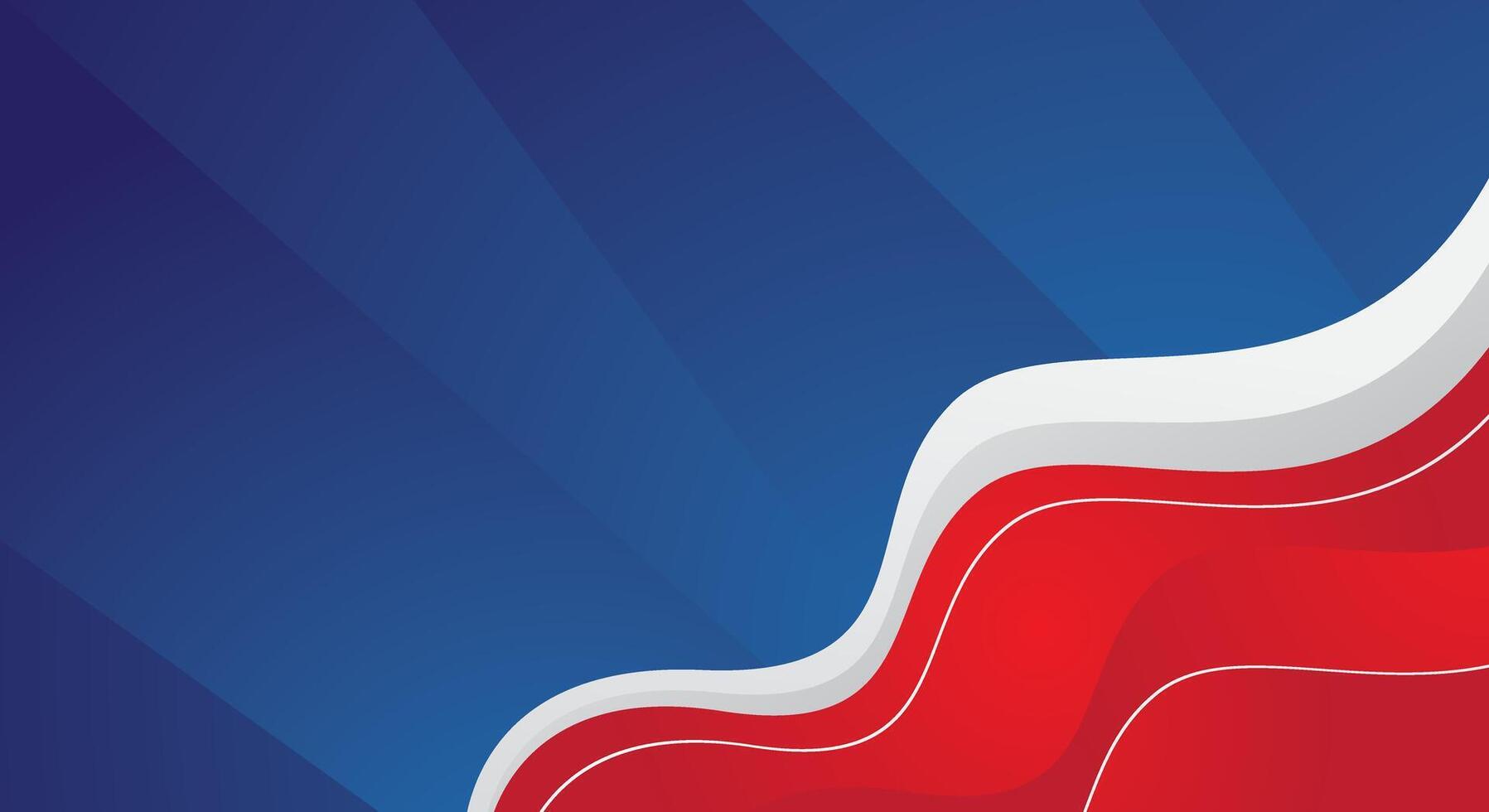 Abstract modern red and white gradient wave shape on blue background vector