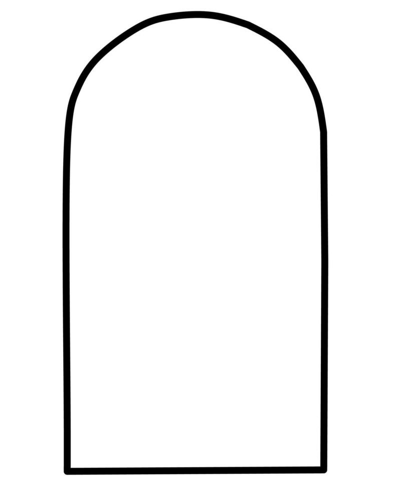 Minimal rounded arch shape with bold black outline. Ideal for modern design templates, abstract art compositions, or aesthetic frame elements. vector