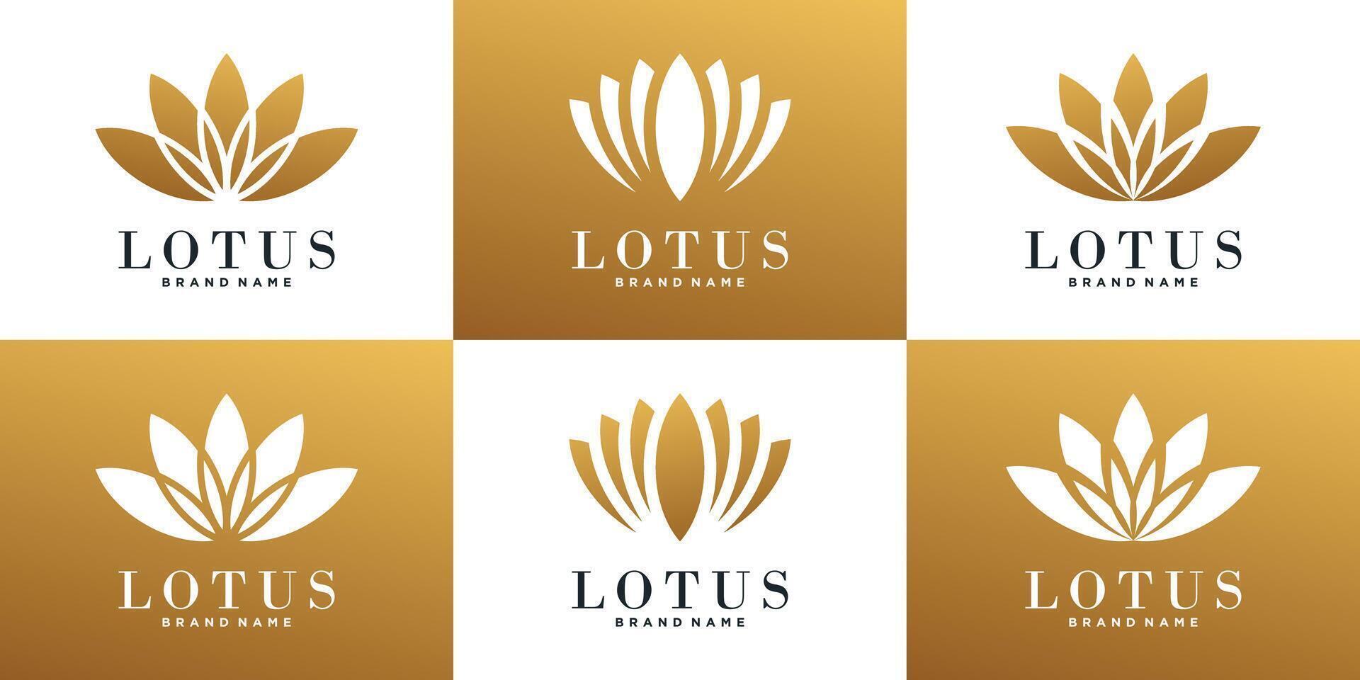 luxury lotus flower logo design vector