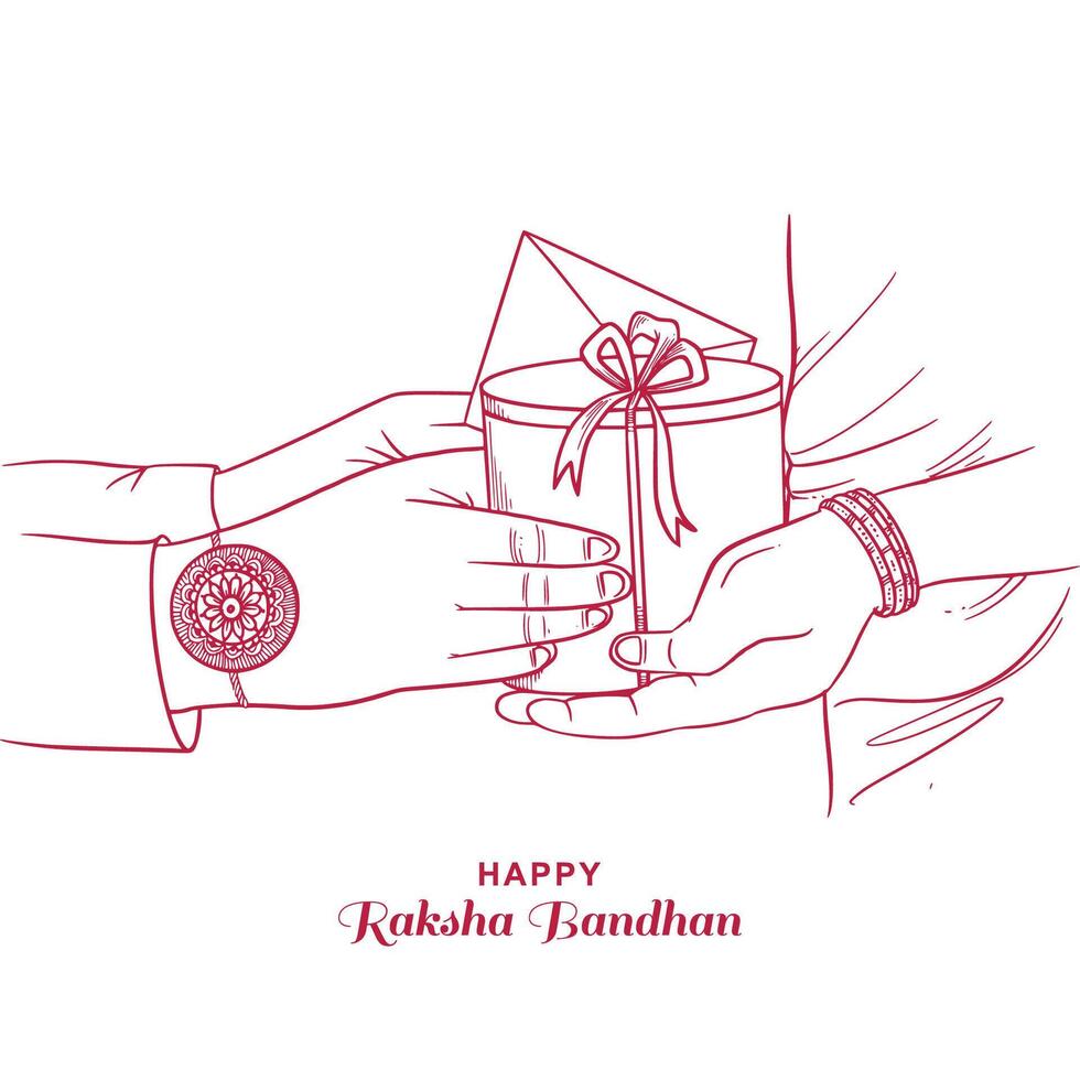 Happy raksha bandhan sketch festival card design vector