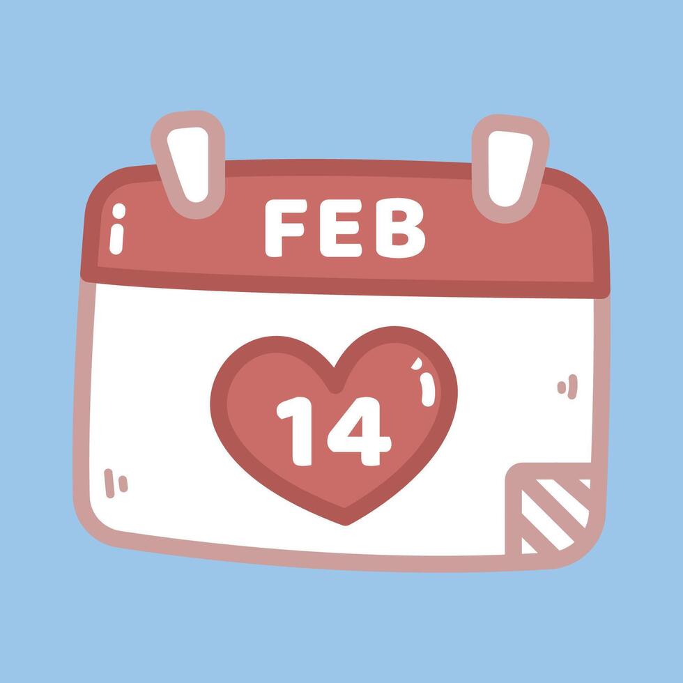cute Valentine's Day Calendar with Heart and Date vector