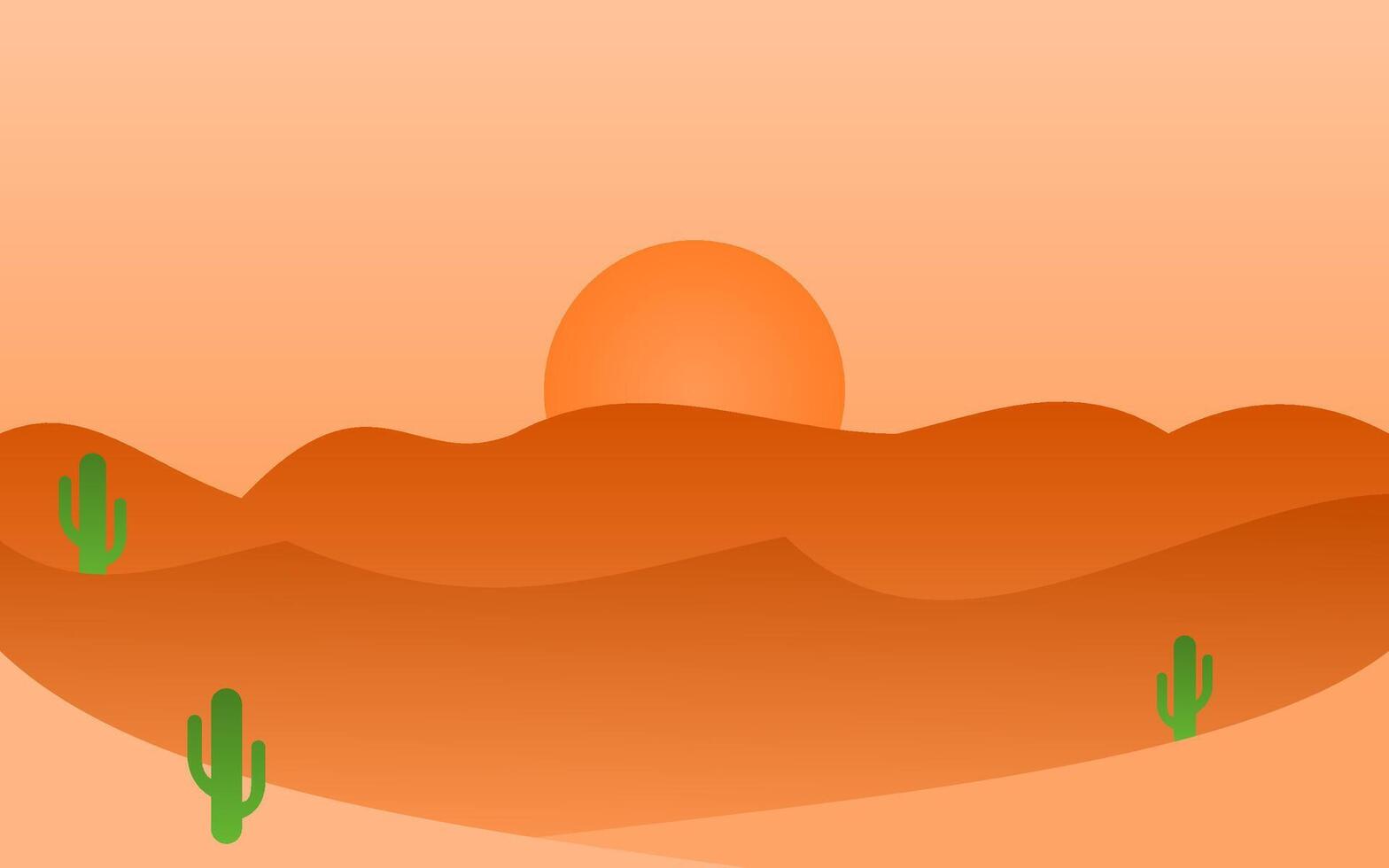Desertcore Sand Dunes with Cacti and Sunset vector