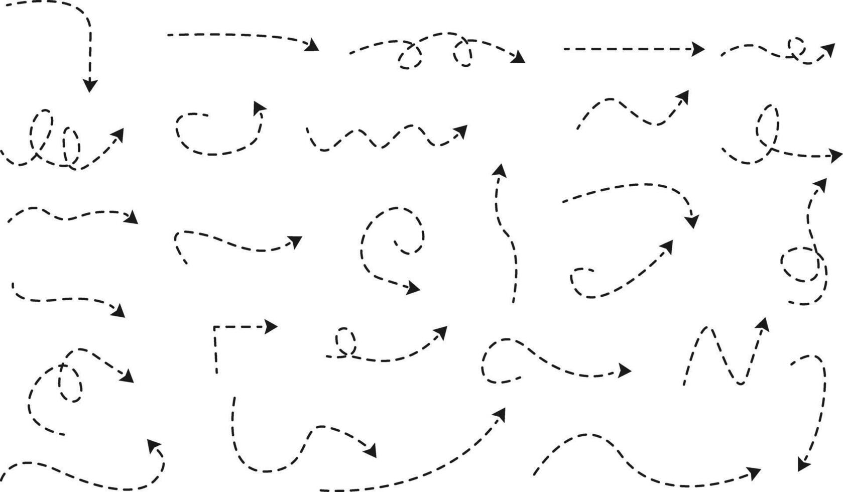 dotted line arrows.dash line arrow set vector