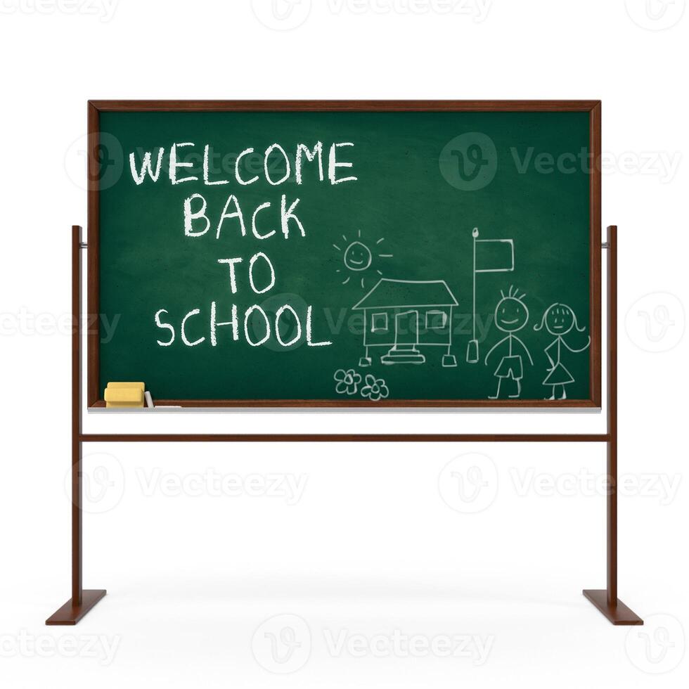 Green Blackboard with Welcome Back to School Message photo