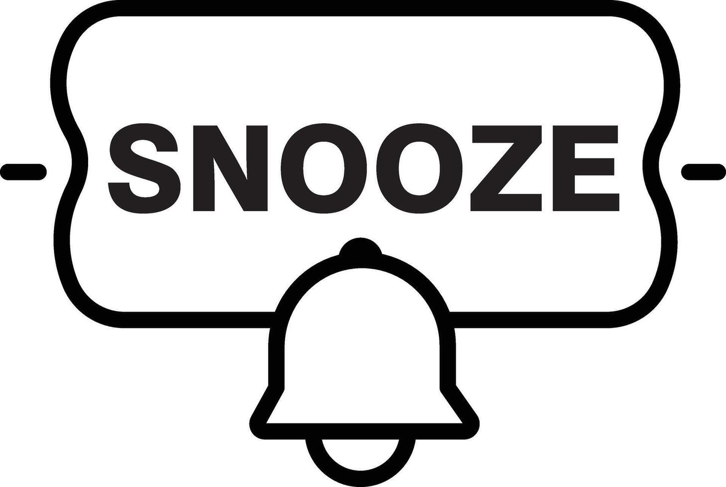 Snooze icon alarm bell black outline simple design notification sleep mode reminder digital interface minimal style isolated on transparency background vector