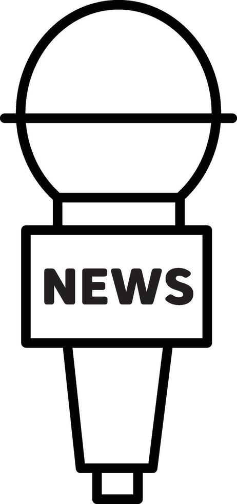 Microphone icon with news label simple black outline symbolizing journalism broadcasting and media communication suitable for press interview or reporting concepts vector
