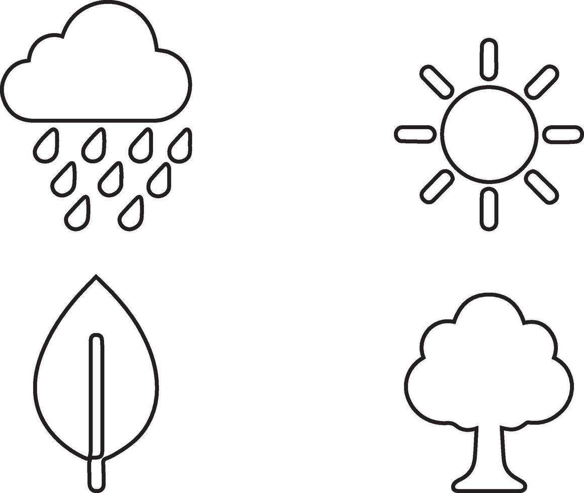 Set of Weather, Nature and Plant Icons vector