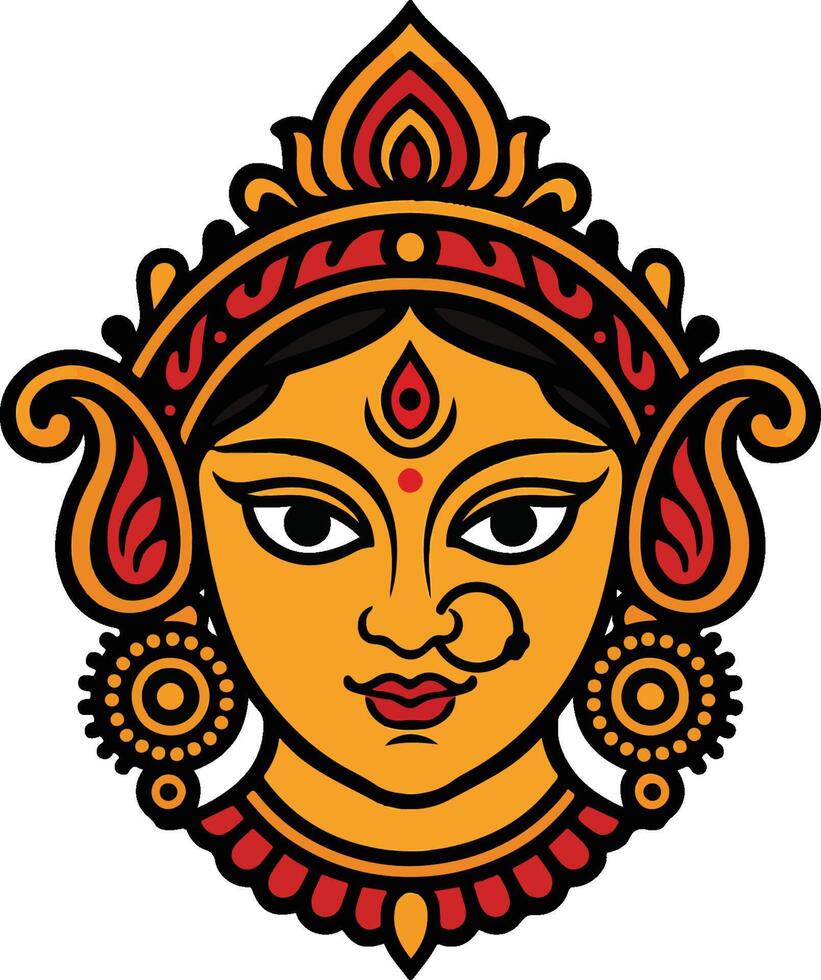 Durga Maa Divine Portrait in Vibrant Colors vector