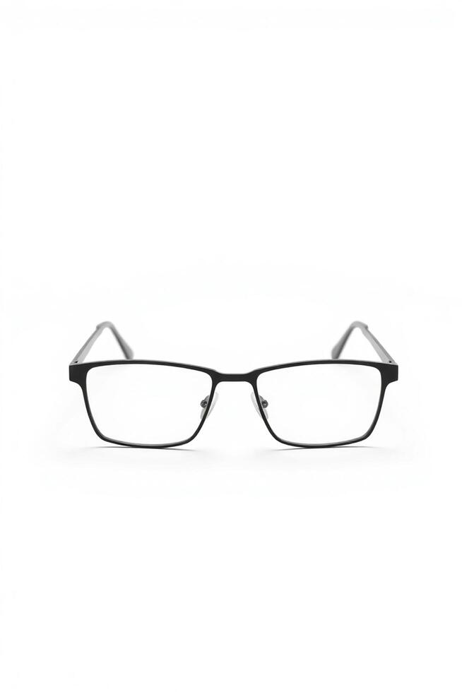 Eyeglasses modern and minimal design black rectangular frame front facing view photo