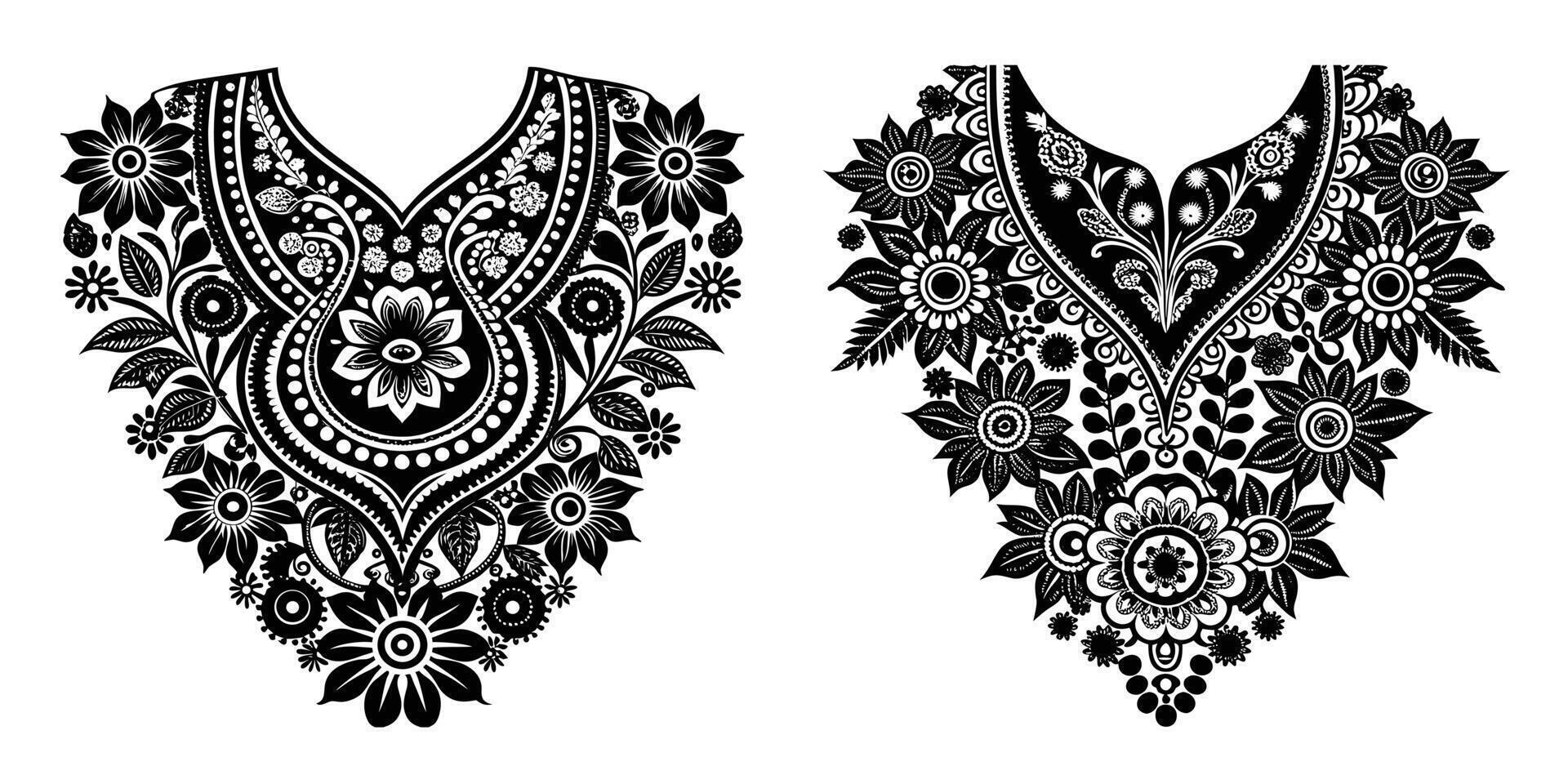 Mehndi Inspired Ornamental Neck Design Illustration vector