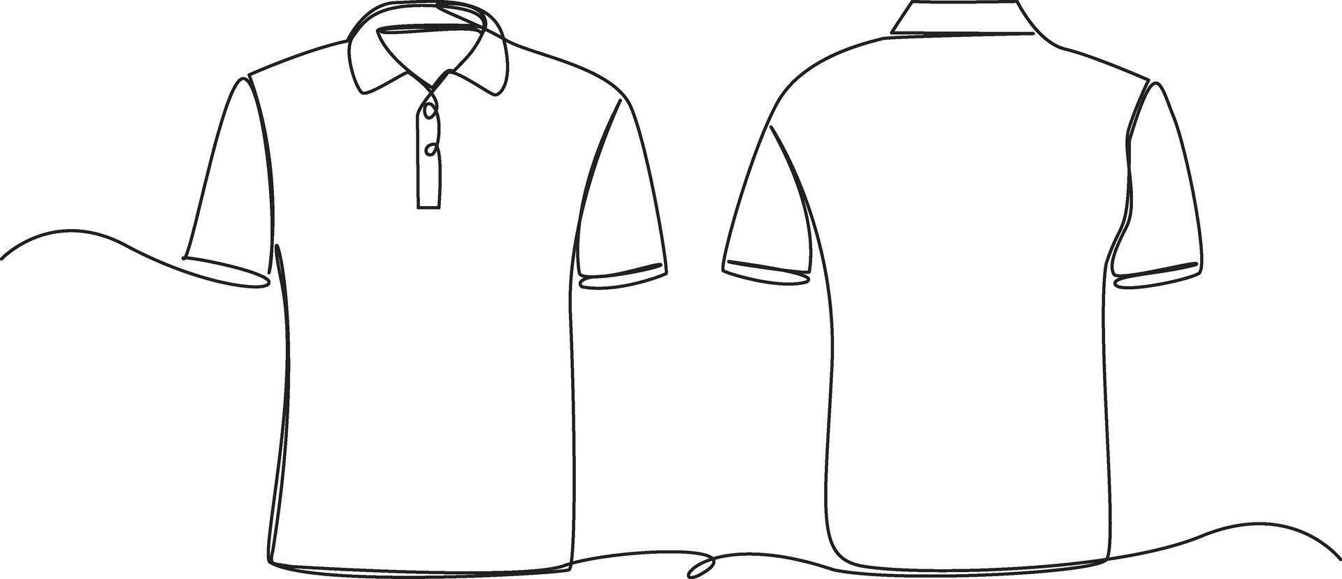 Single line Shirt Front and Back View Classic Shirt Design, Illustration vector