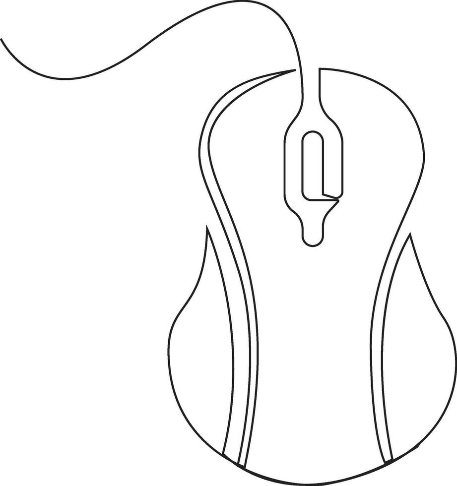 continuo uno línea computadora ratón ilustración, computadora ratón negro carrera lineal icono, ratón computadora uno continuo soltero línea Arte dibujo. mínimo Arte estilo vector