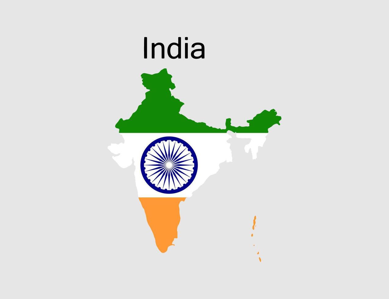 Map of India Overlaid with National Flag Colors and Symbol. vector