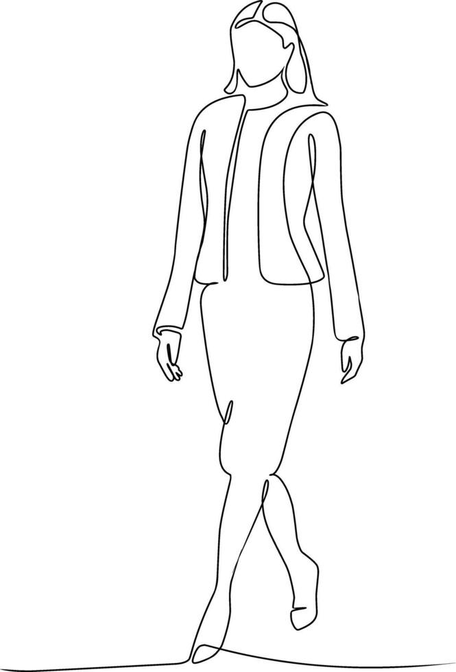 One line ,single line or mono line illustration of woman fashionable garments vector