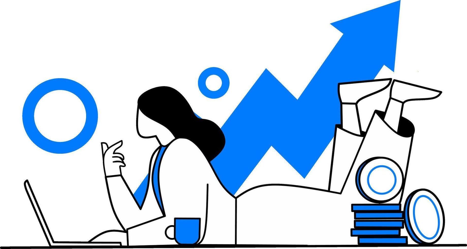 woman analysing data for growth in business vector